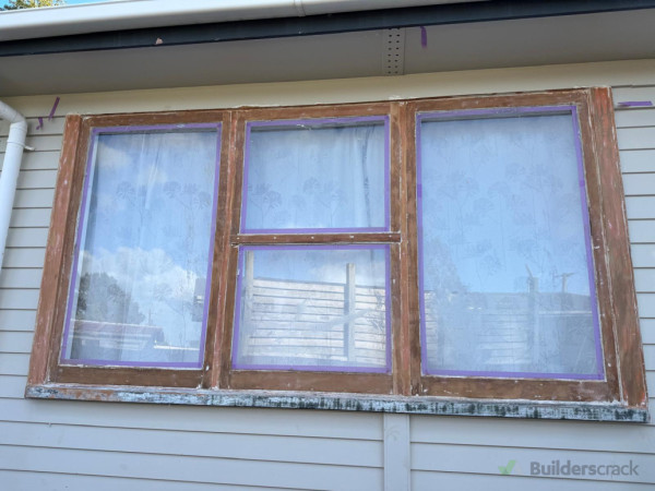 Old flaking/peeling paint stripped to the bear wood