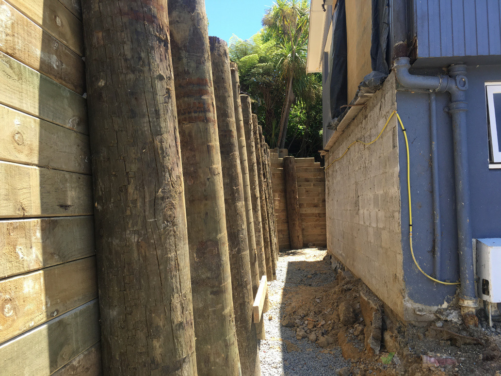 Failed retaining wall replacement. Rothesay Bay.