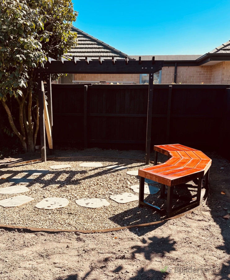 pergola and fire pit area