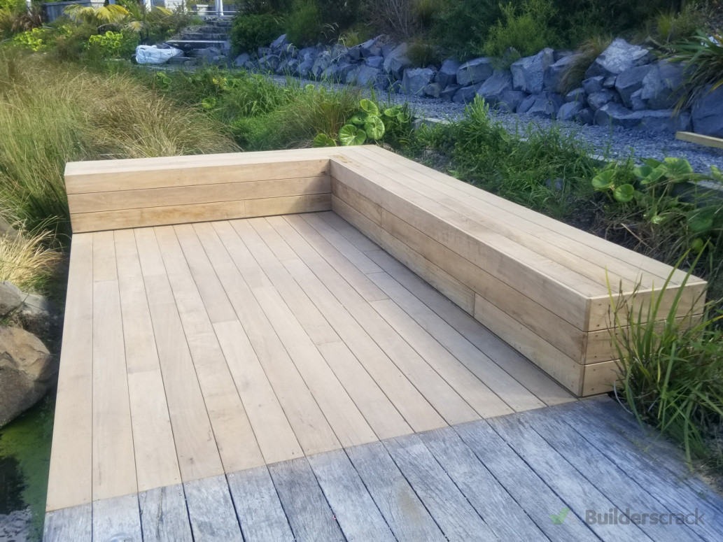 Hardwood deck with seat surround in Orewa