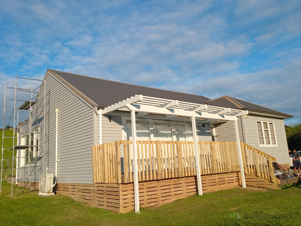 Pine handrail and foundation base boards
