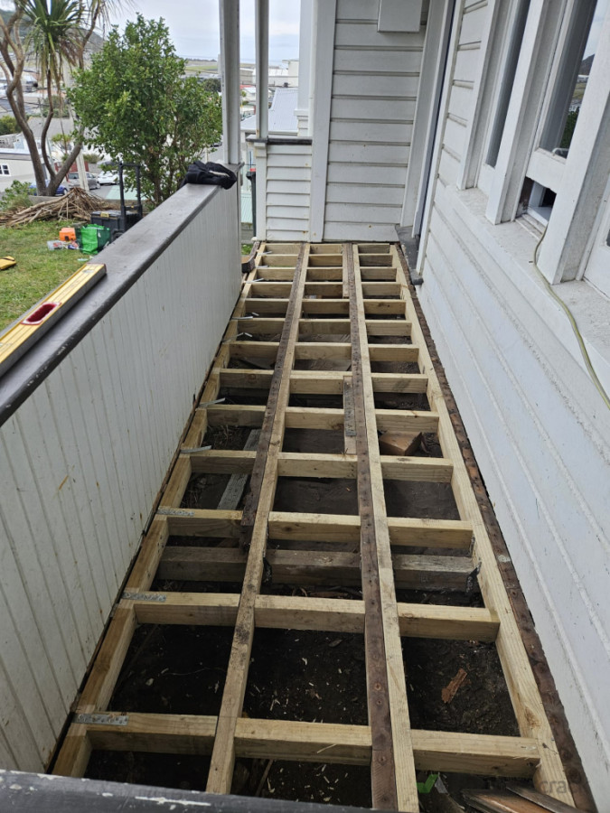 Existing deck structure removed for replacement