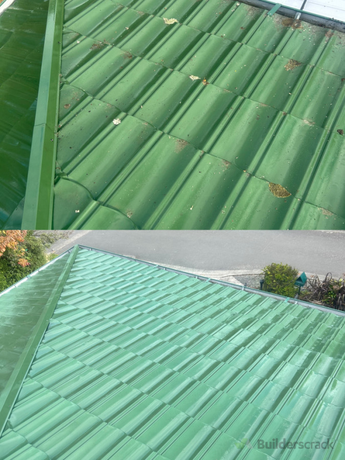 Roof treatment before and after