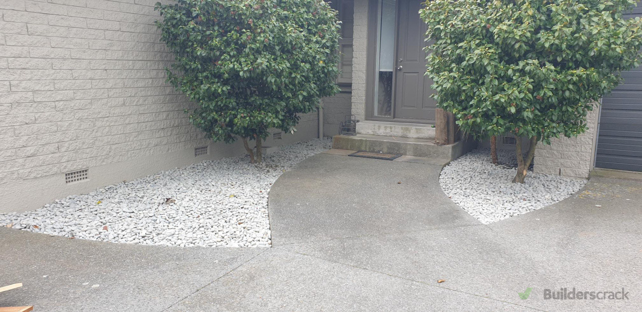 Weed Mat & Stones laid, Before Pressure Washing