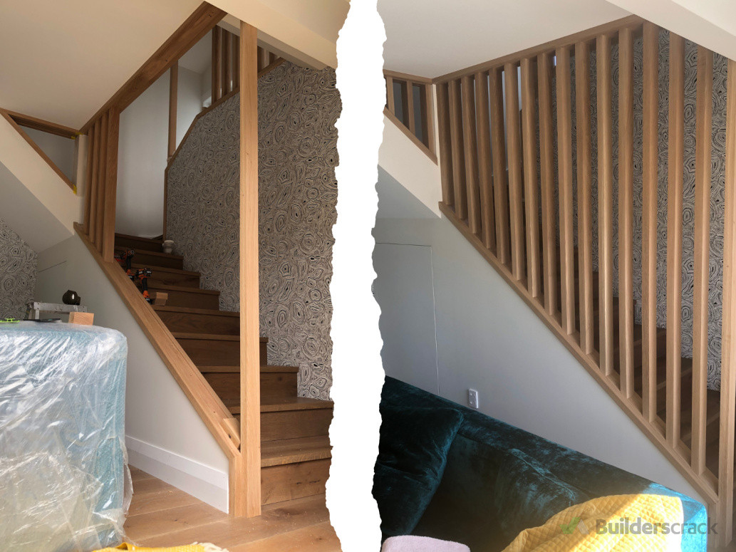 White Oak mid-century style staircase and balustrade