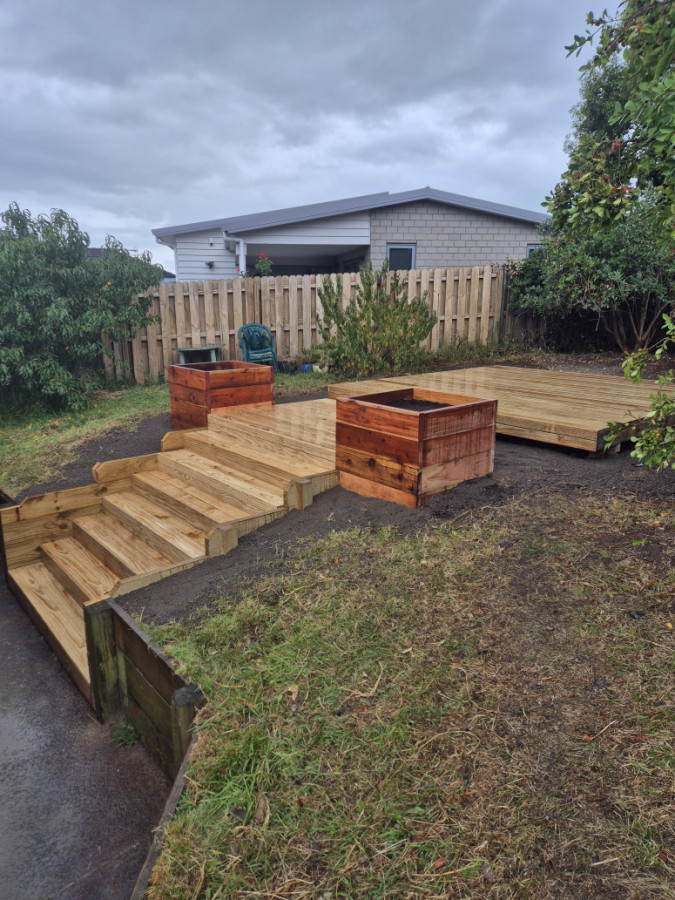 decks stairs and planter boxes