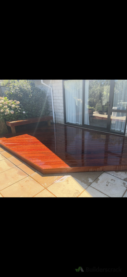 Kwila deck. Old boards removed and replaced with 140mm wide Kwila.
