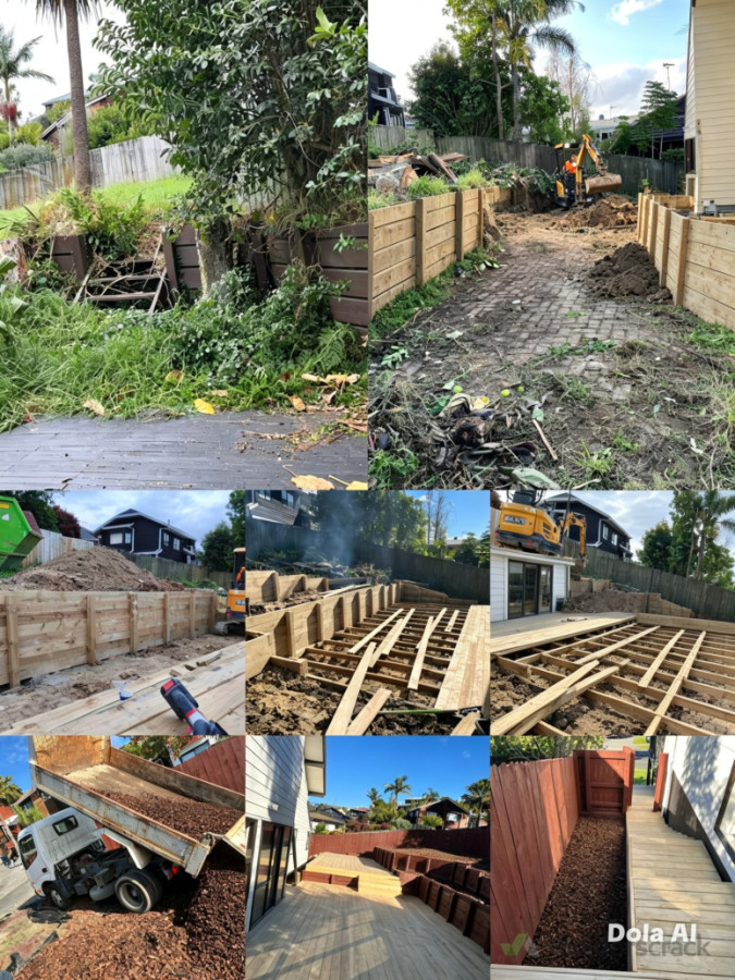 ✅ Fence Works: Full fence repair & structural restoration → professional deep cleaning → premium stain/painting finish, restoring durability and appearance. ✅ Deck Construction: Custom design & build of large timber decking area, with precise fitting and