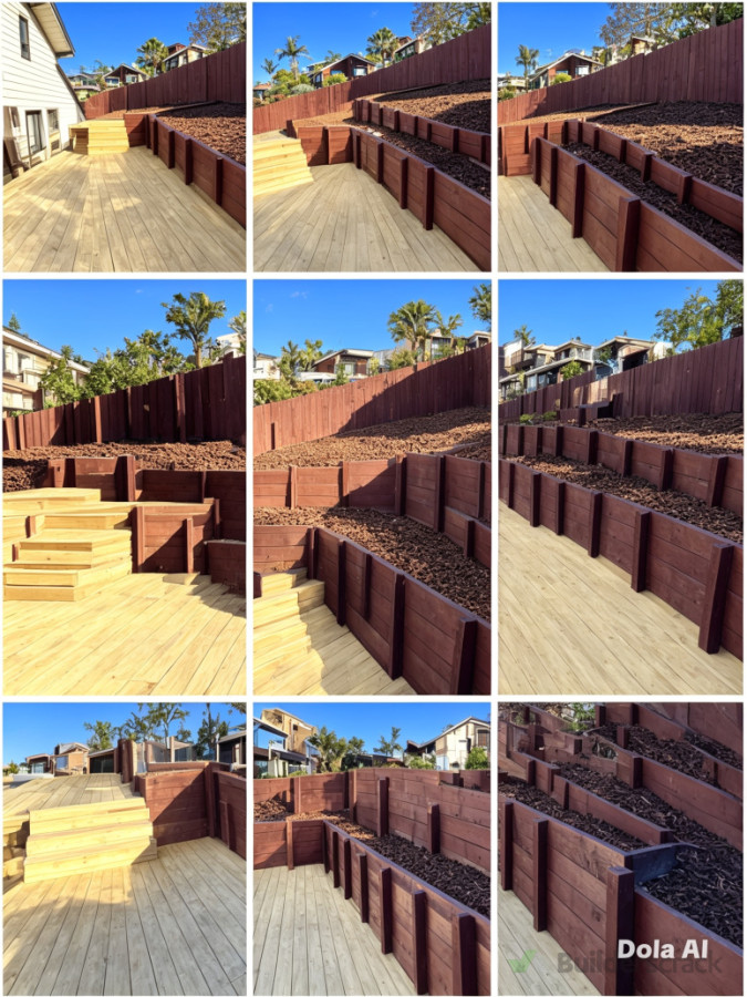 ✅ Fence Works: Full fence repair & structural restoration → professional deep cleaning → premium stain/painting finish, restoring durability and appearance. ✅ Deck Construction: Custom design & build of large timber decking area, with precise fitting and