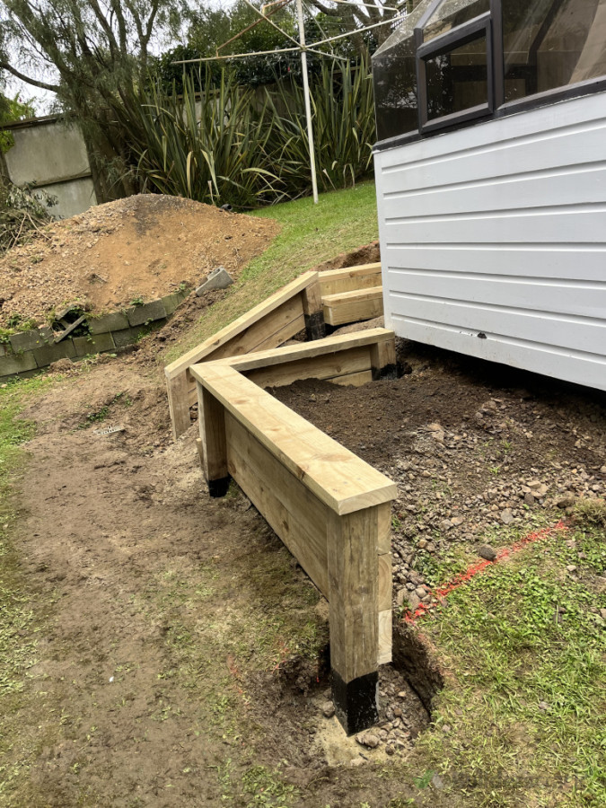 New retaining wall for new client out in Grenada village.