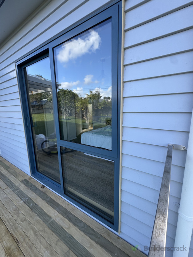 Sliding door with window