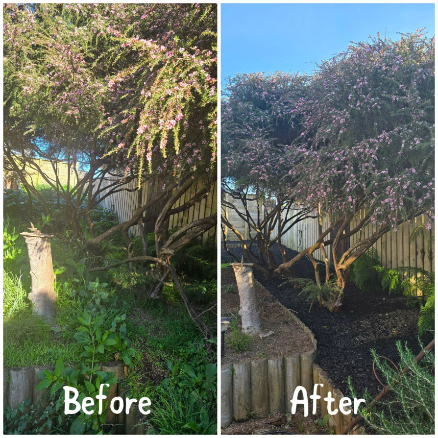 We love a good yard clearance incl. weed mat and black bark laying.