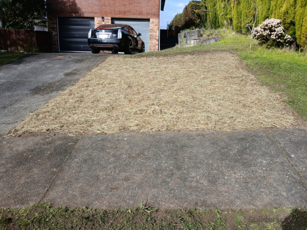Job done with soil, grass seed and hay.