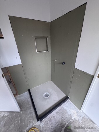Shower prep, gib and waterproofing prep