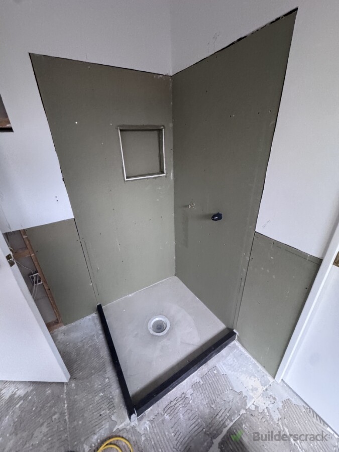Shower prep, gib and waterproofing prep