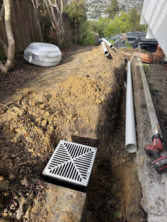 Drainage going into the trench