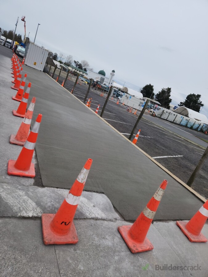 Redone commercial driveway and retaining wall