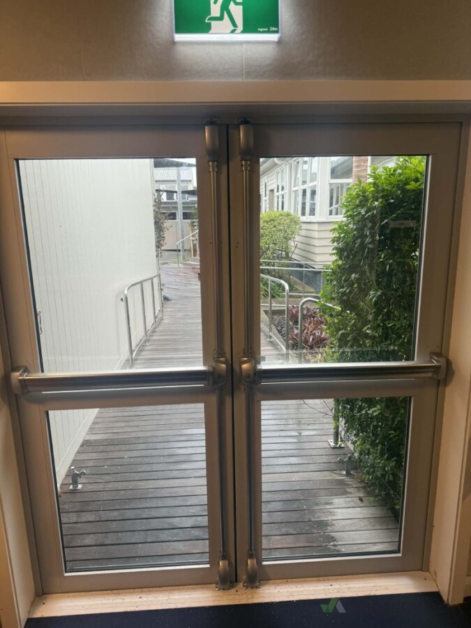 Professional panic exit device installation, ensuring safe, reliable emergency egress while meeting commercial safety requirements.