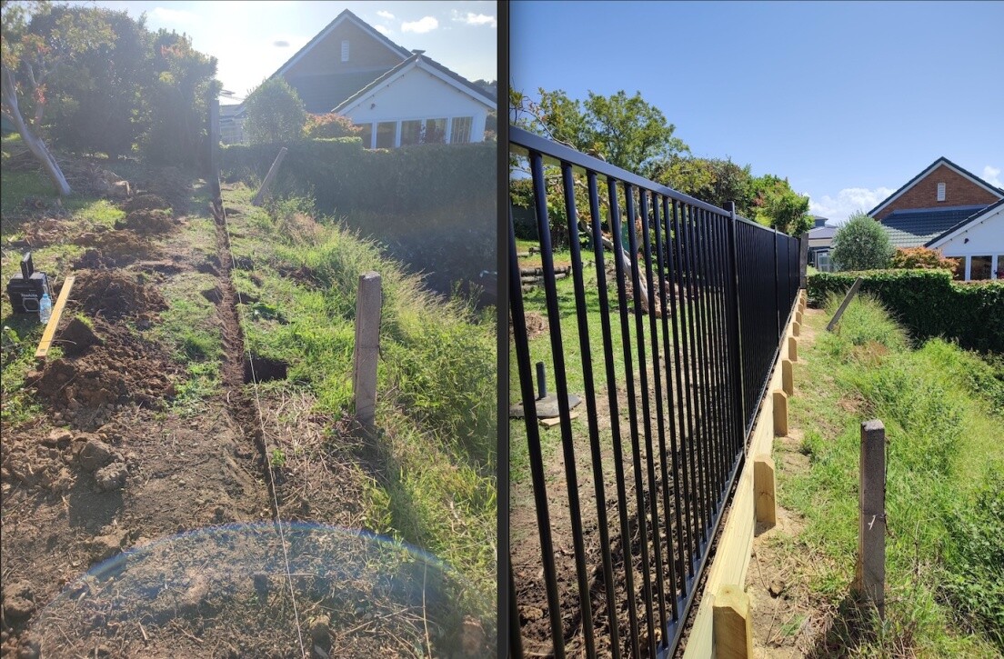 Retaining wall + Fencing