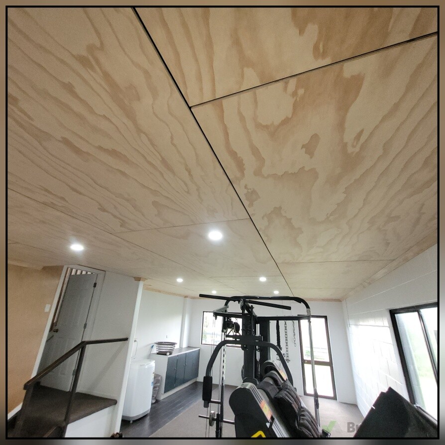 New plywood ceiling with negative detailing