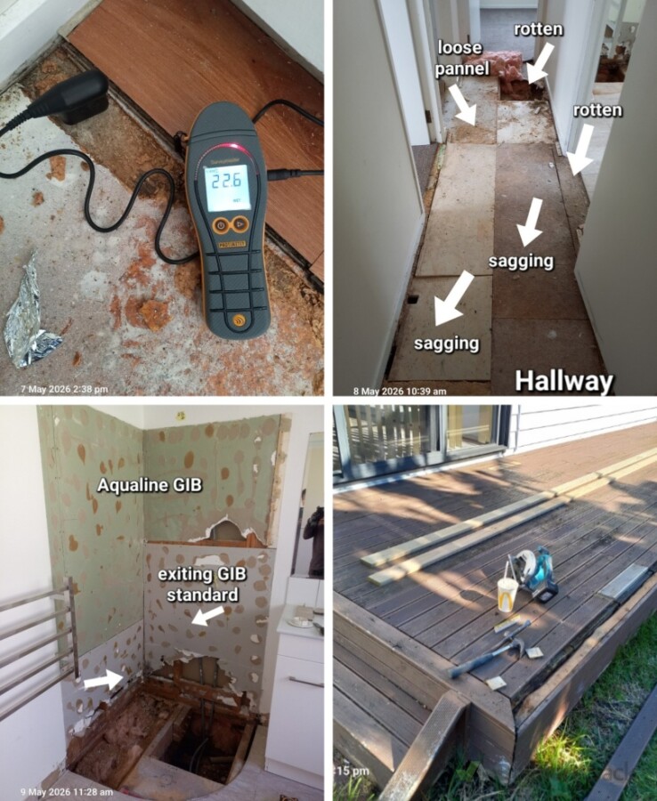 Where the thermal scan flags a problem, this is the next step — invasive moisture testing that confirms what's actually behind the lining.