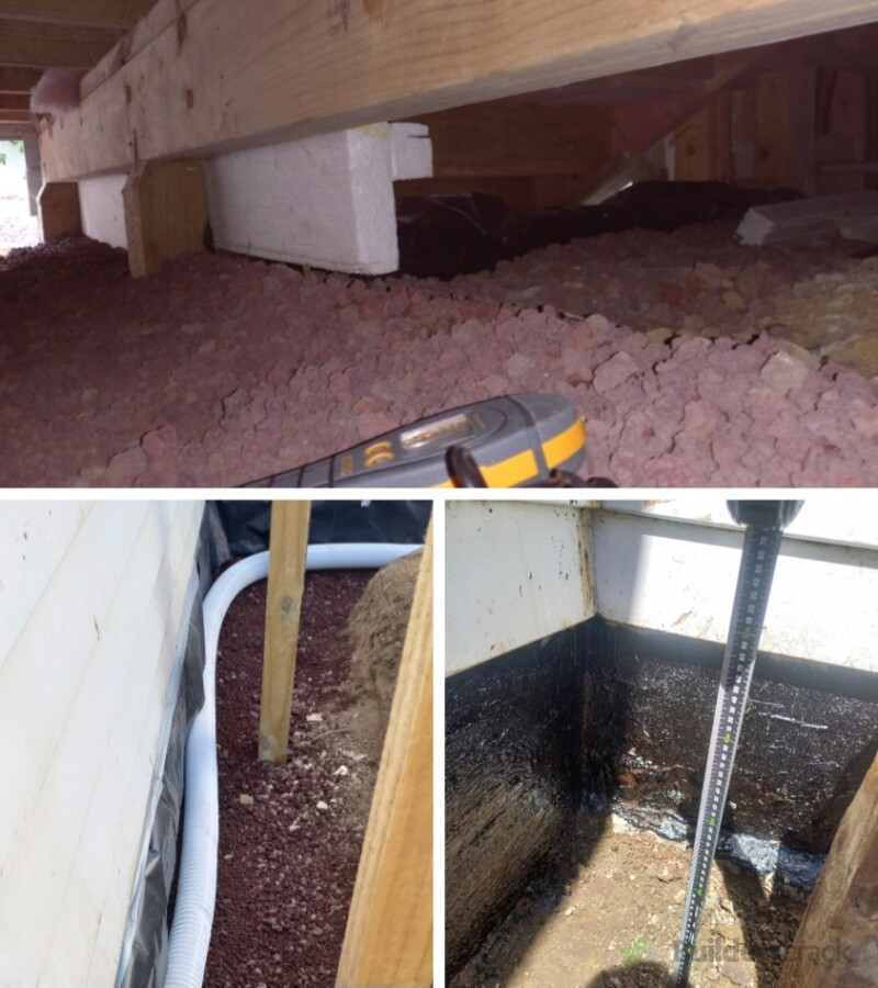 The part most people never see: subfloor drainage, ground clearance and ground moisture — measured, not guessed.