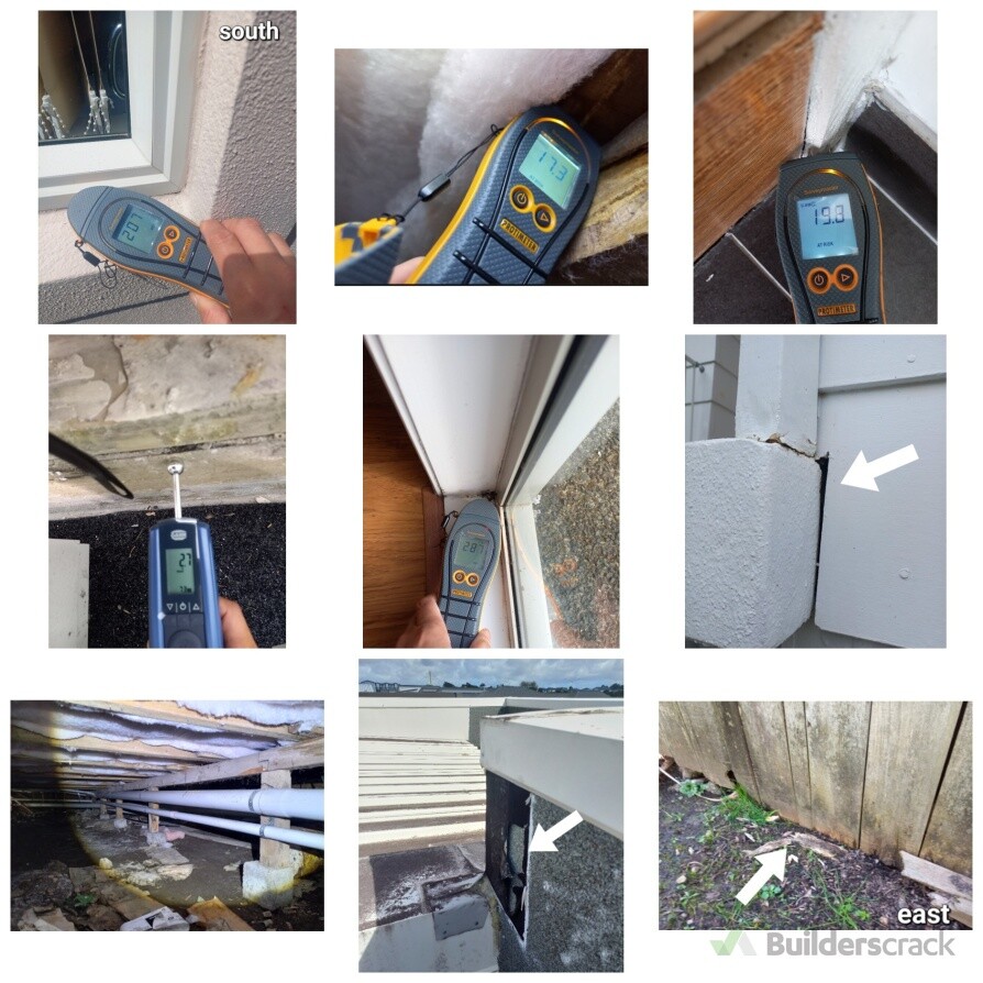 The full assessment: surface scan flags it, moisture testing confirms it, and every elevation gets checked, roof to subfloor.
