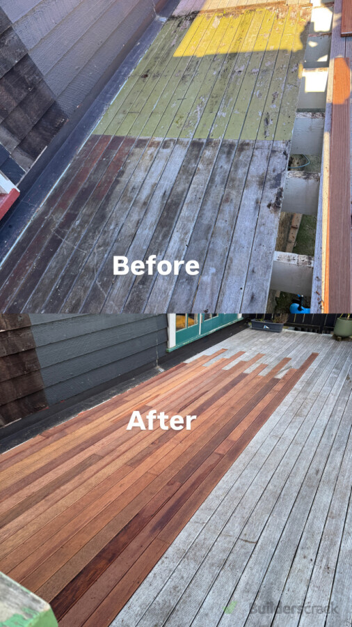Replacing decking boards after porch had been removed