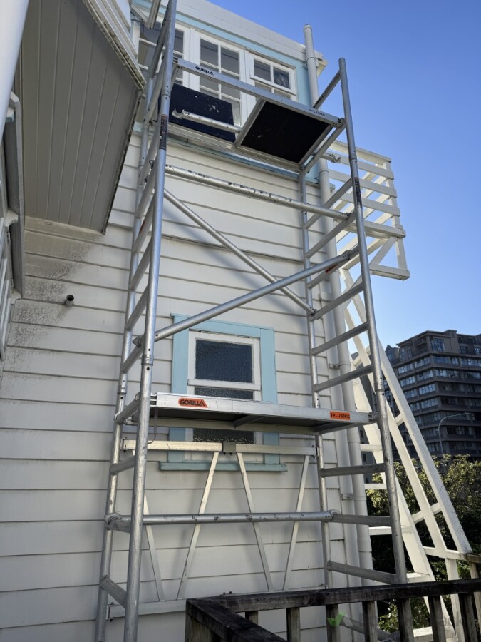 Painting and weatherproofing second storey windows