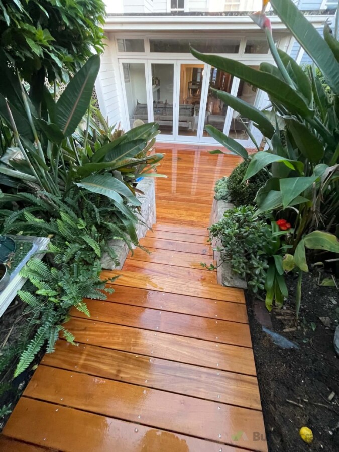 Back steps to tool shed