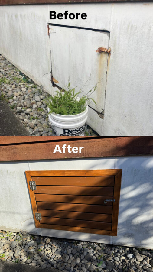 Replaced the hatch cover /door for under house access