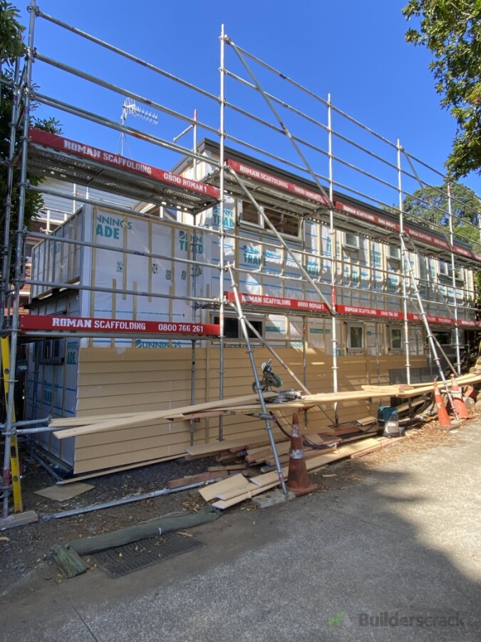 Cladding installation on minor dwelling project, Three Kings