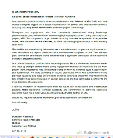 Letter of Recommendation