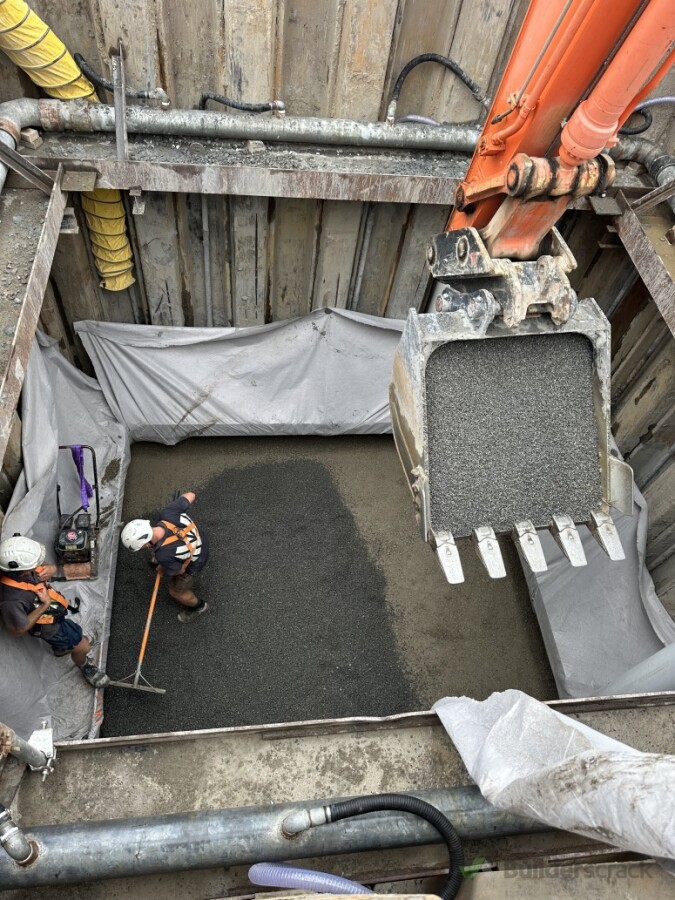 Deep excavation for pump chamber