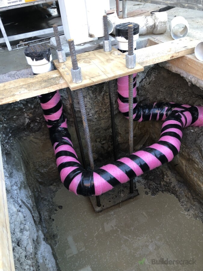 Insulation around drains to be poured under concrete