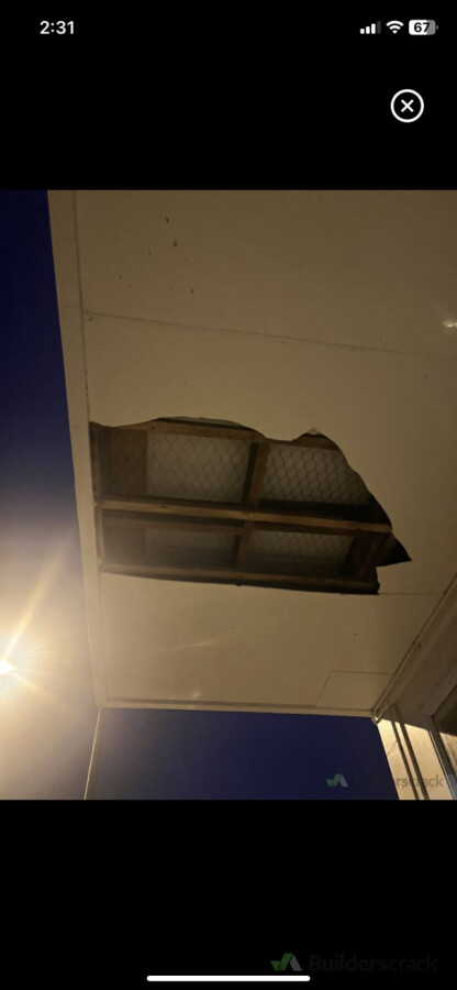Soffit repair before.