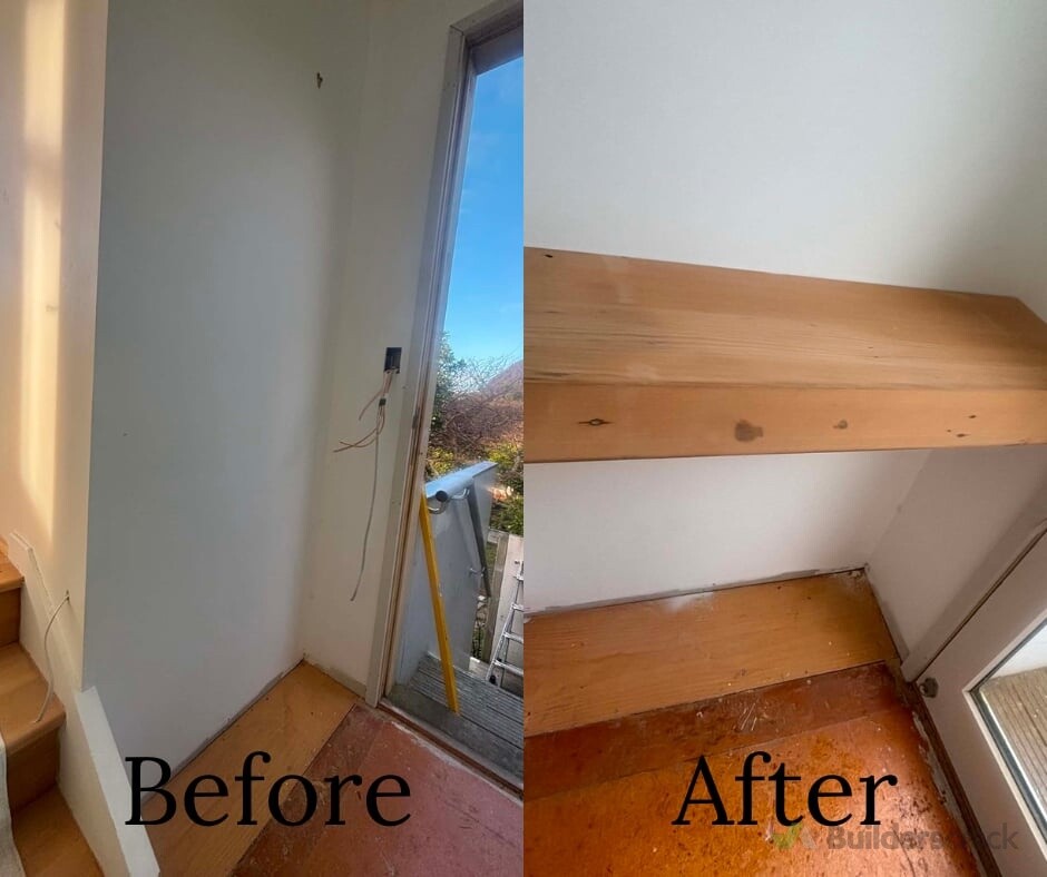 A little extra storage where it counts 🔨  Installed this timber shelf beside the entrance to turn an unused wall into a simple, functional space.  📩 Get in touch for small repairs, maintenance and carpentry jobs around the home.