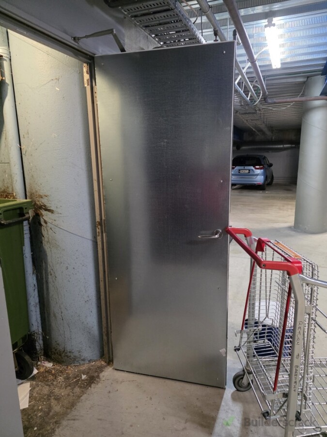 Door with protection fitted