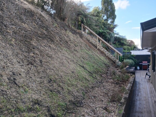 Client requested embankment landscape design