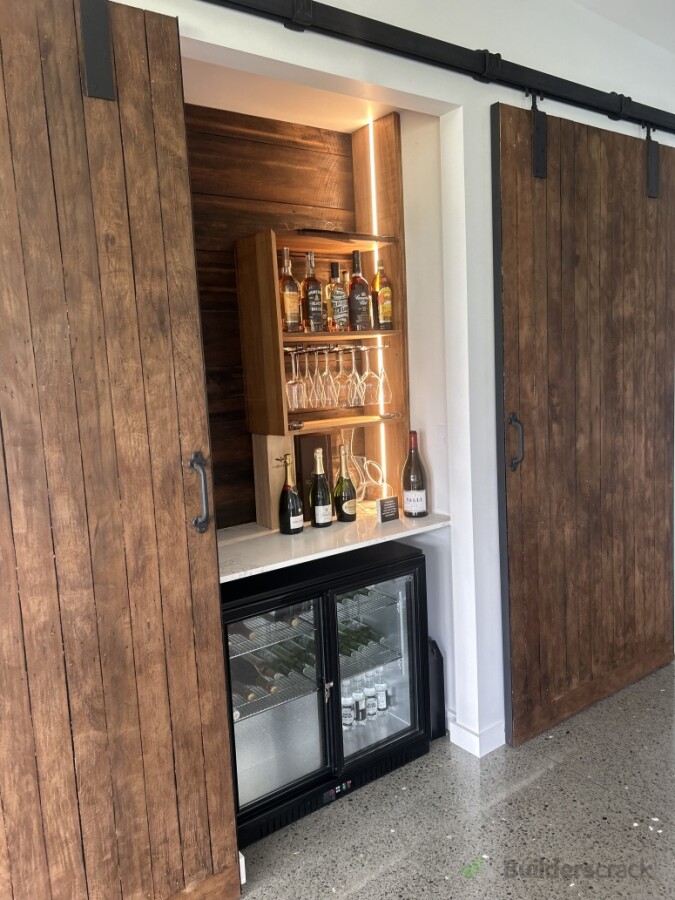 Recycled Barn Doors and Bar