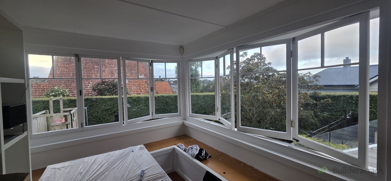 Exterior windows painting completed with proper preparation and a clean, smooth finish. Quality workmanship with attention to detail.