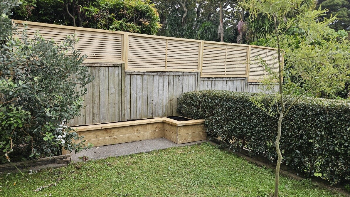 Planter box and trellis fence