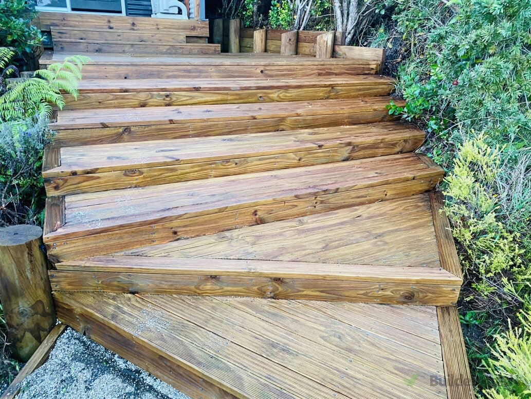 Cleaned back to reveal the natural timber underneath.