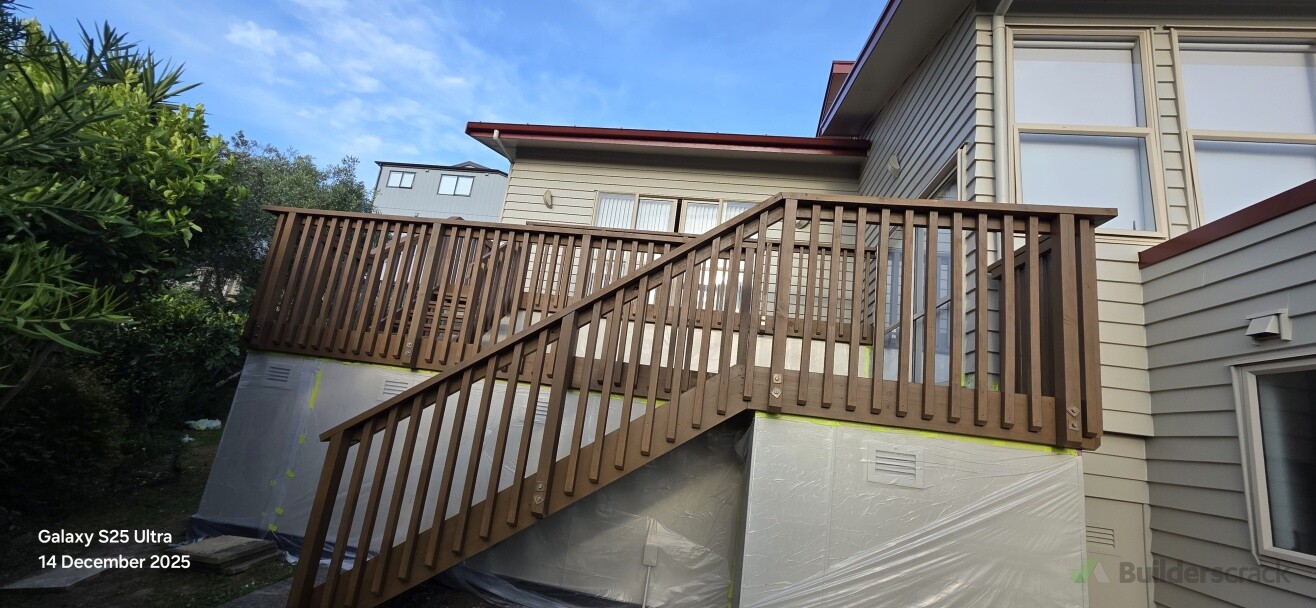 Deck Painting:  Professional deck preparation and painting service. Surface cleaning, sanding, preparation and quality exterior coating for a clean, durable finish. Suitable for residential decks and outdoor timber areas.