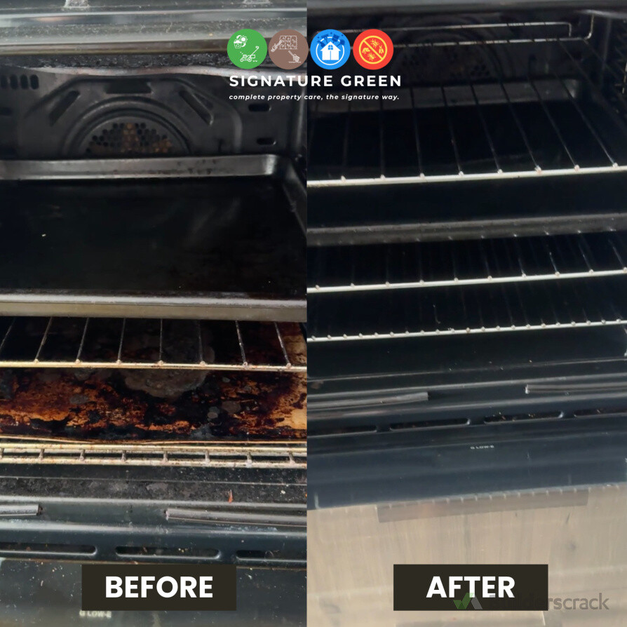 Deep oven clean removing heavy grease and grime