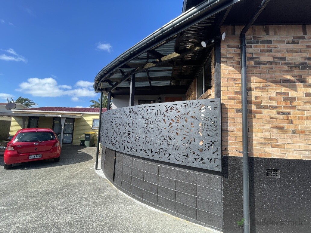 Curved block wall deck foundation