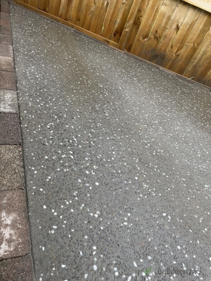 Black oxide exposed concrete patio