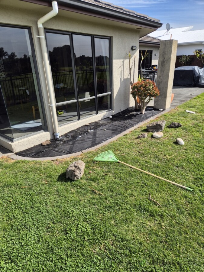 Weed mat laid
