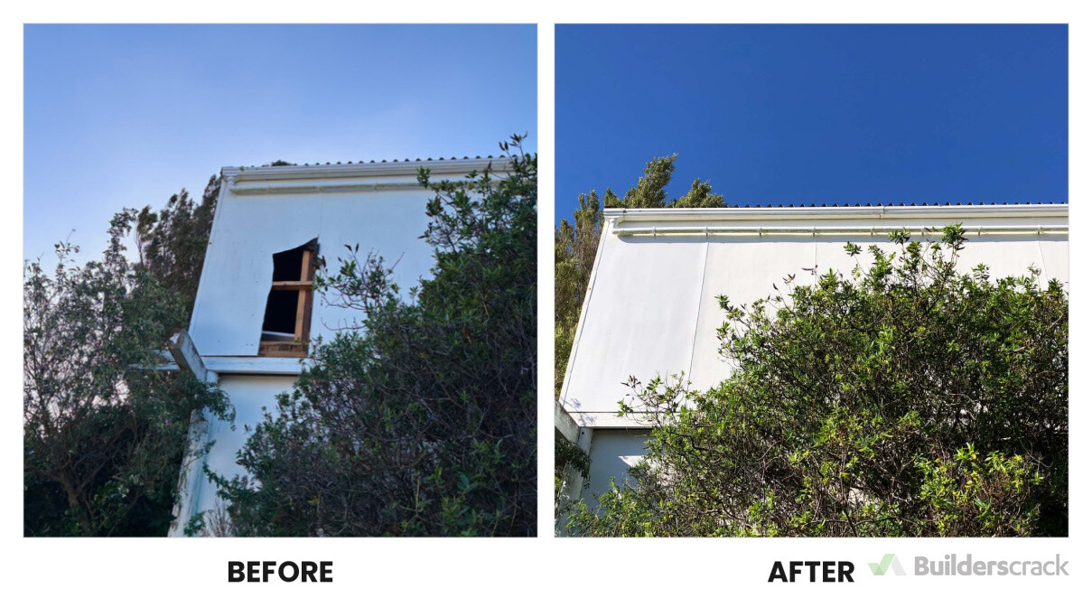 Replaced fibre cement board on two storey garage