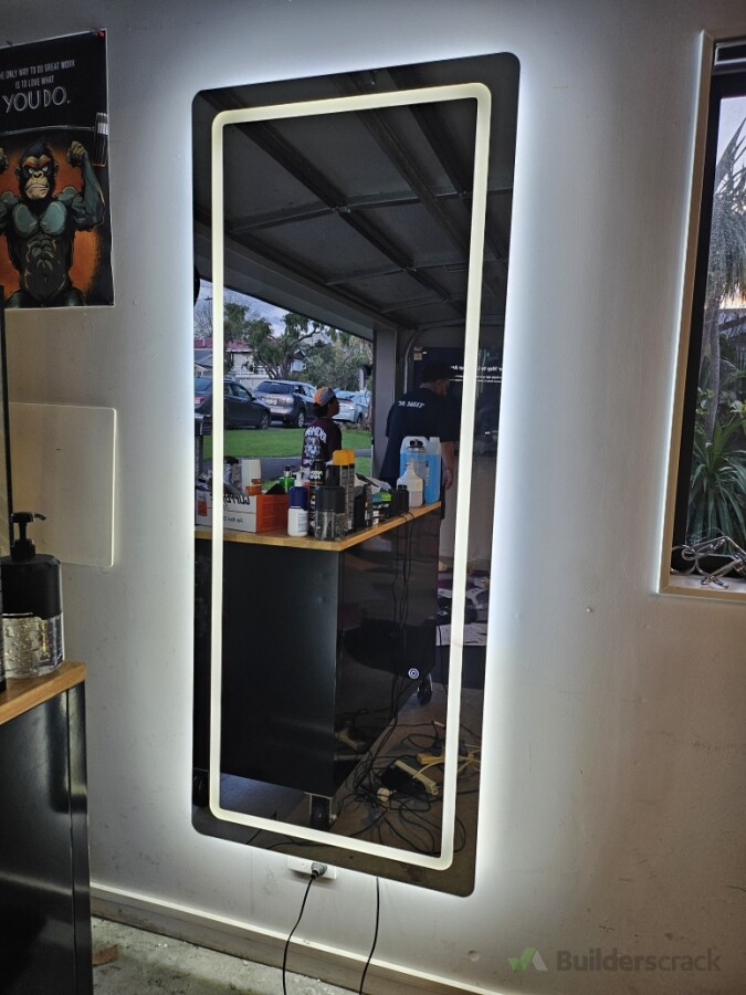 Installed LED mirror at barber shop